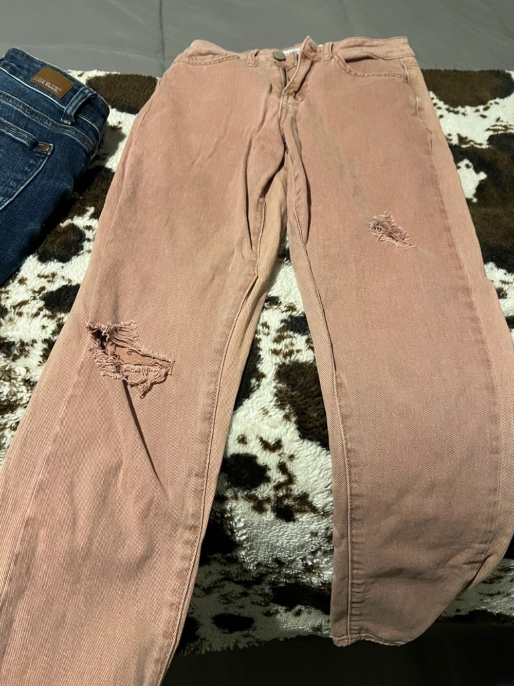 YMI Blush Pink Straight-Leg Distressed Jeans